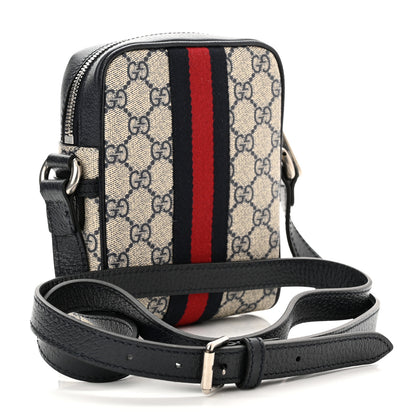Gucci GG Supreme Monogram Textured Calfskin Web Mini Ophidia Messenger Beige Blue 3 of 10