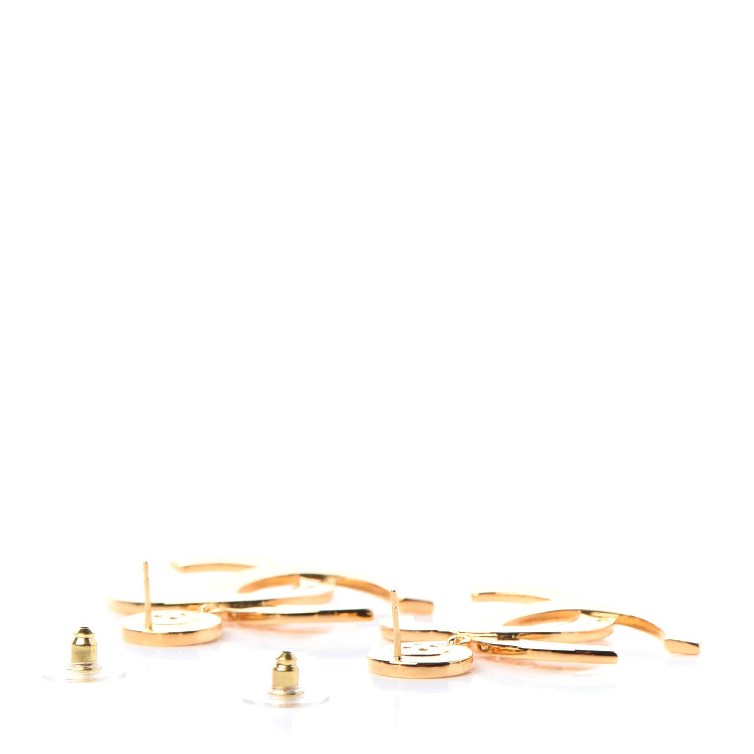 Chanel Metal Large Paris Button Earrings Gold 3 of 5