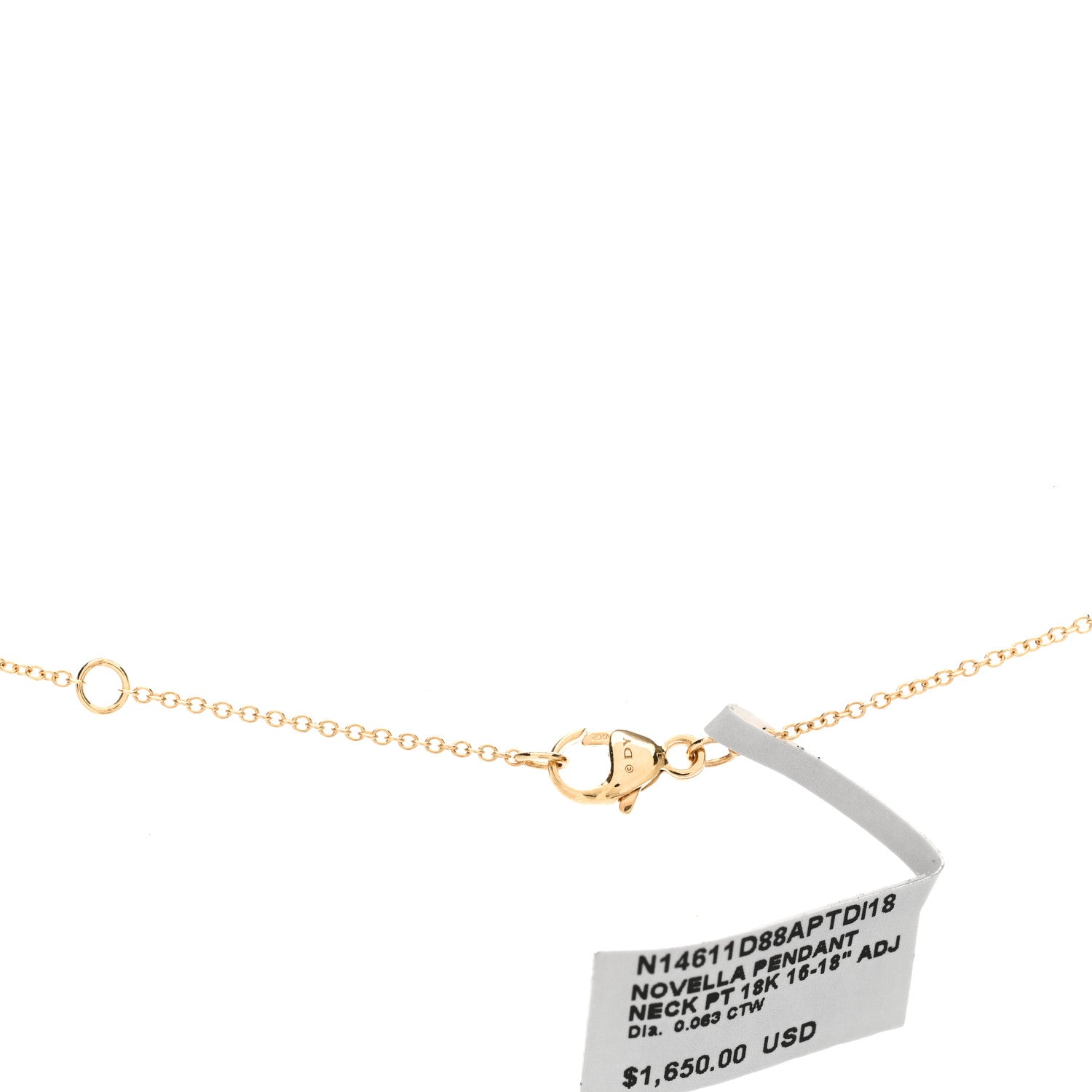 David Yurman 18K Yellow Gold Diamond Pink Tourmaline Novella Pendant Necklace 4 of 4
