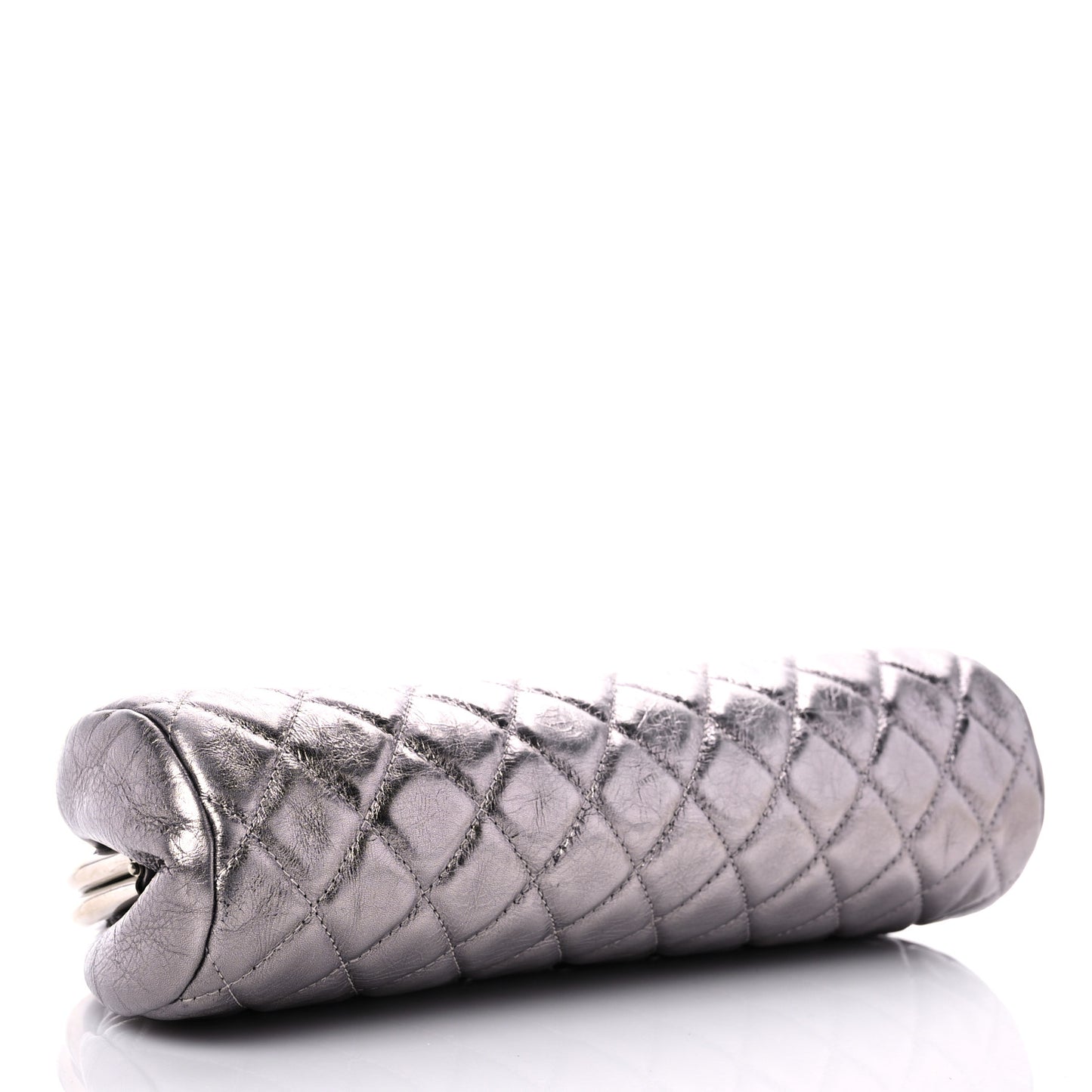 Metallic Aged Calfskin Quilted Timeless Clutch Silver
