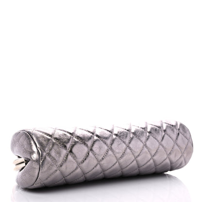 Chanel Metallic Aged Calfskin Quilted Timeless Clutch Silver 4 of 8