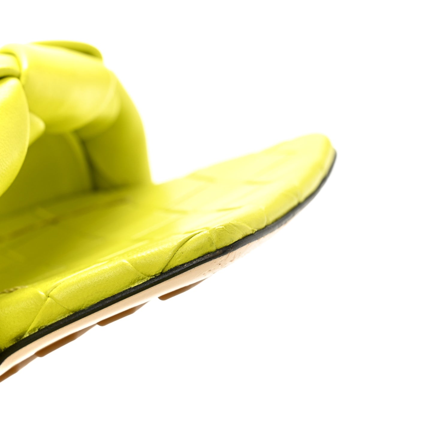 Nappa Maxi Intrecciato Lido Flat Sandals 38.5 Kiwi