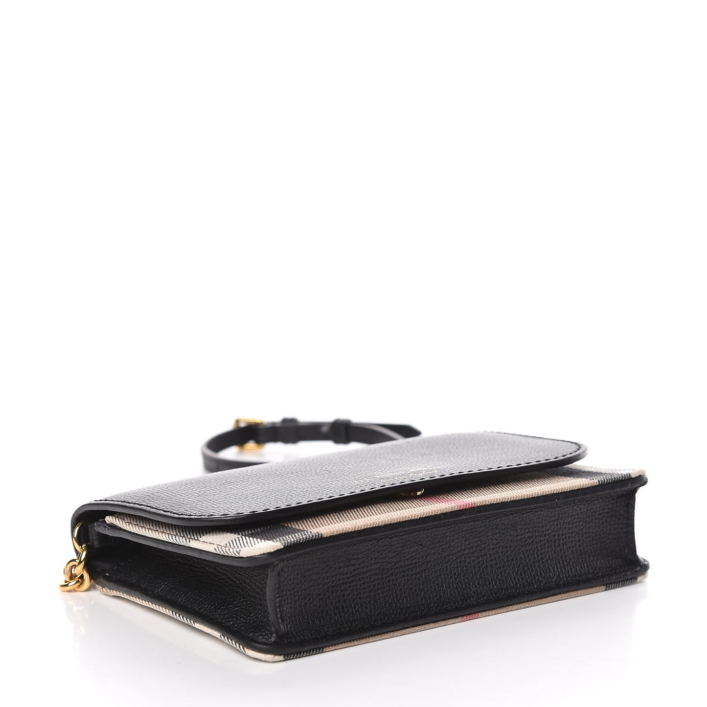 Derby Calfskin House Check Wallet On Chain Black