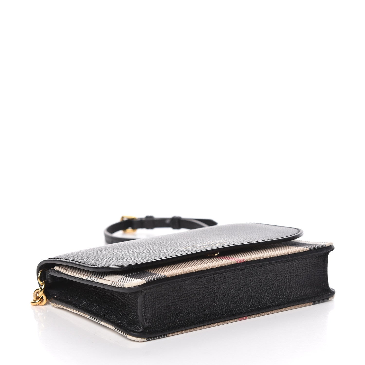 Burberry Derby Calfskin House Check Wallet On Chain Black 4 of 13