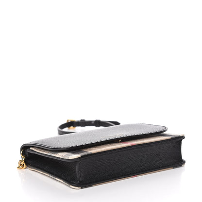Burberry Derby Calfskin House Check Wallet On Chain Black 4 of 13