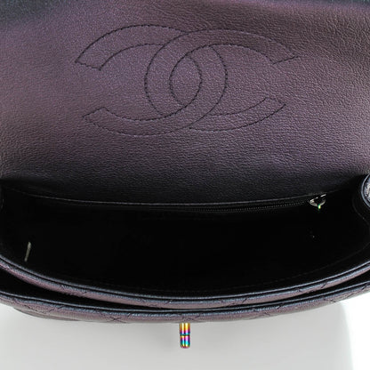 Chanel Iridescent Goatskin Quilted Small Double Carry Waist Chain Flap Purple 5 of 7