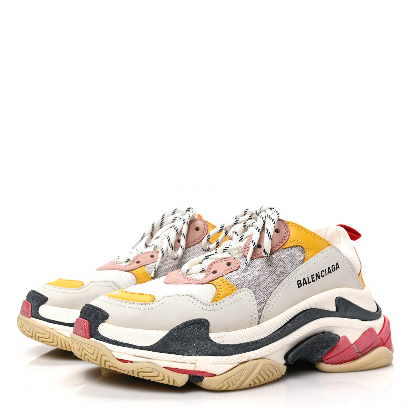 Mesh Nubuck Womens Triple S Sneakers 39 White Gris Jaune Rose