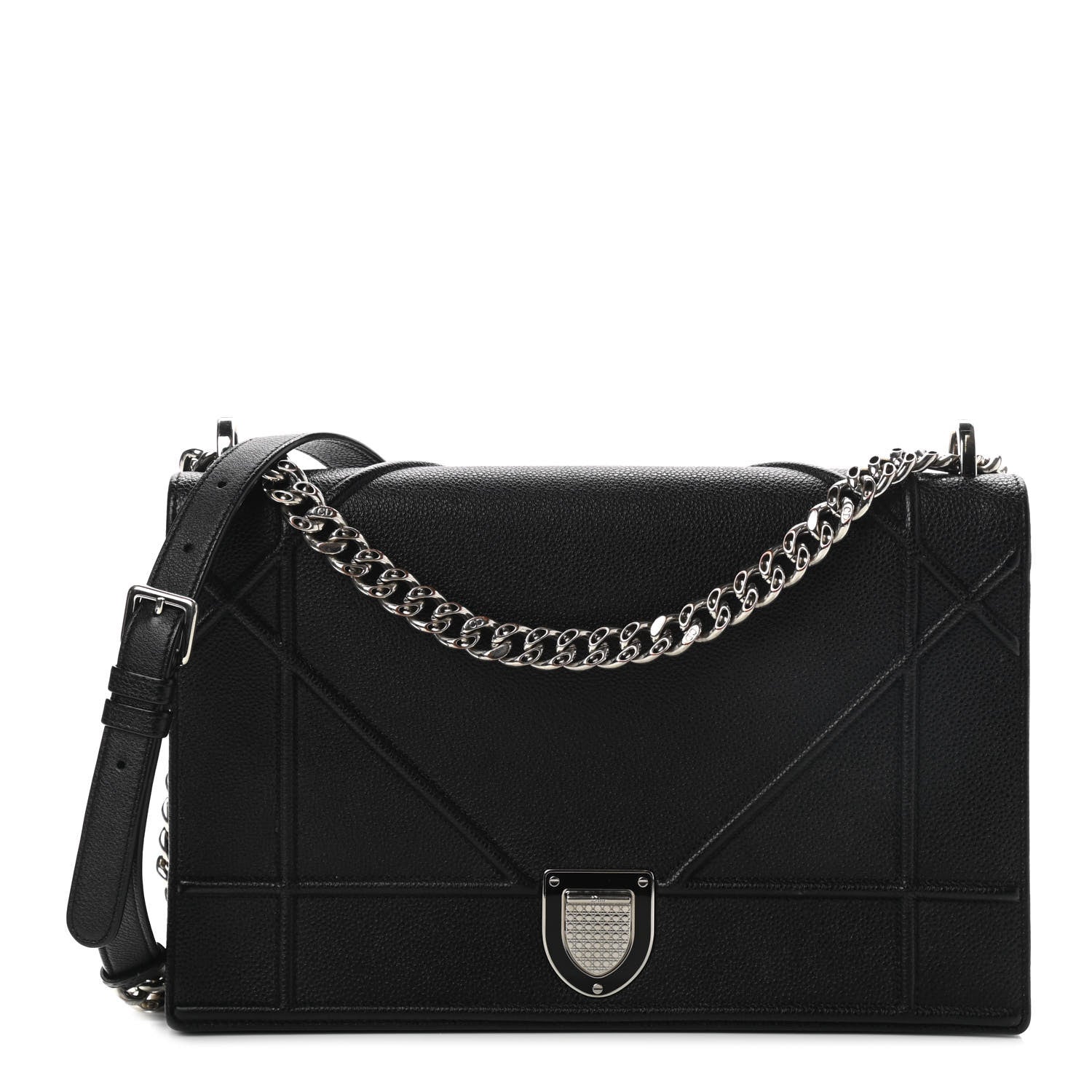 Christian Dior Grained Calfskin Large Diorama Flap Bag Black 1 of 10