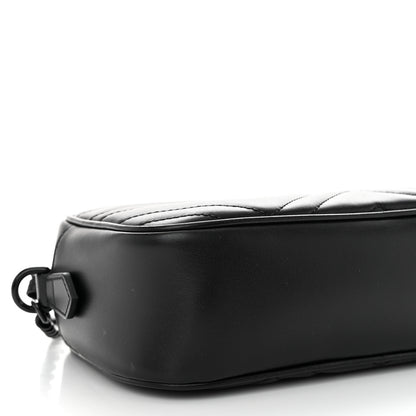 Gucci Calfskin Matelasse Monochrome Small GG Marmont Chain Shoulder Bag Black 7 of 9