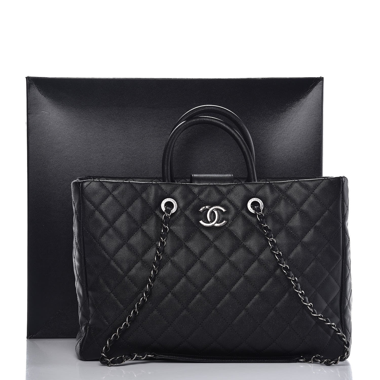 Chanel Caviar Quilted Large Coco Handle Shopping Tote Black 9 of 9