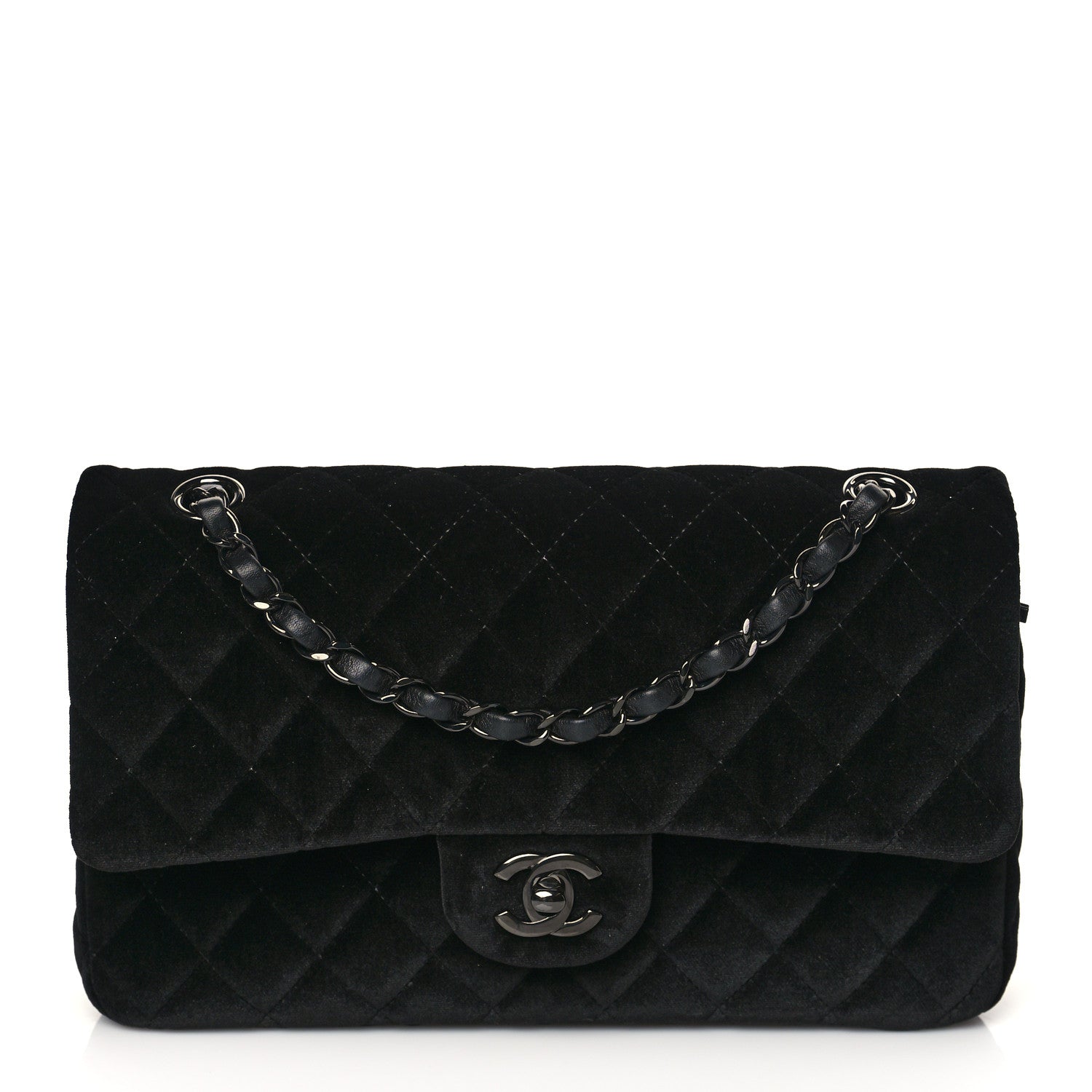 Chanel Velvet Quilted Medium Double Flap So Black 1 of 11