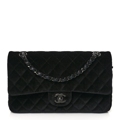 Chanel Velvet Quilted Medium Double Flap So Black 1 of 11