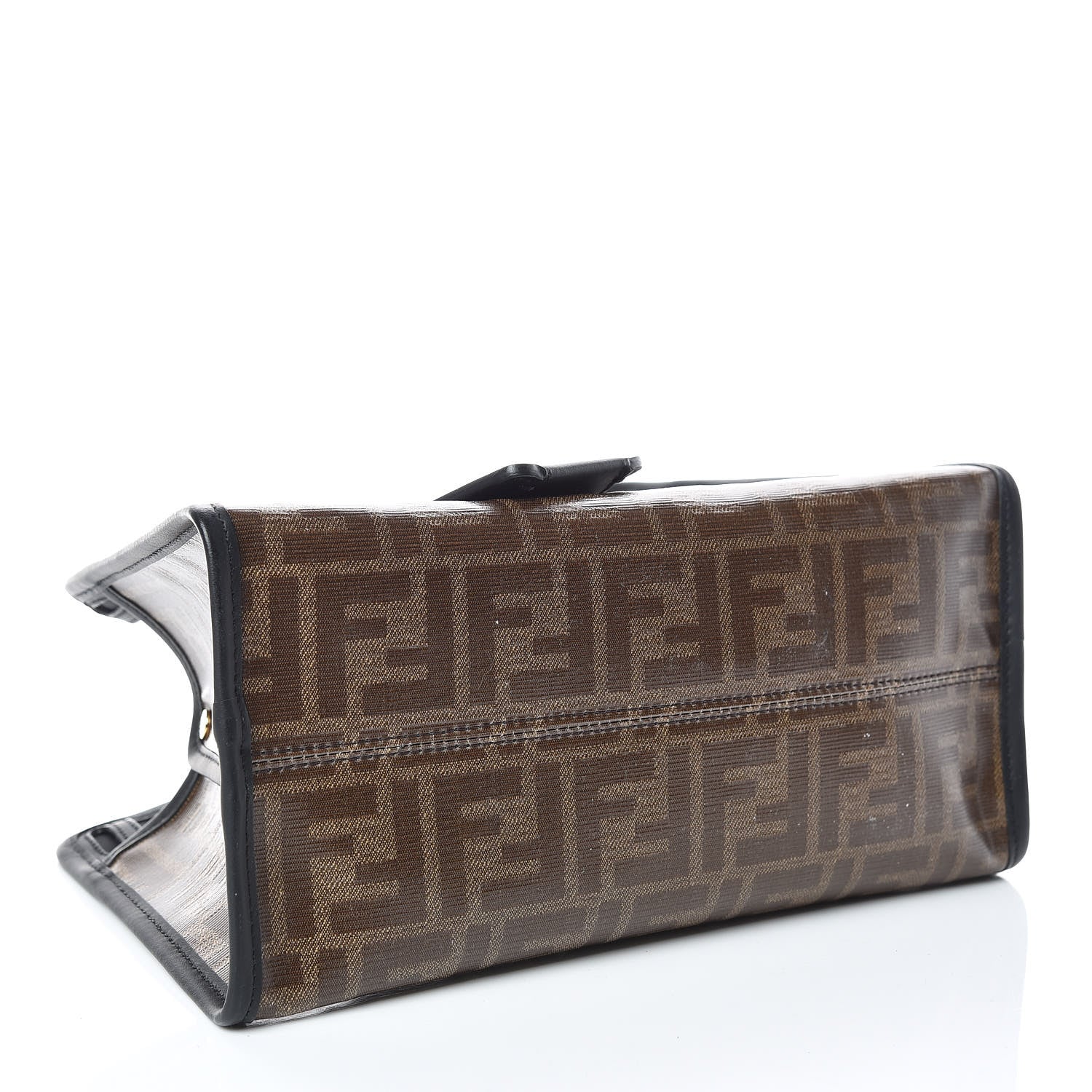 Fendi Glazed Fabric Vitello Century FF 1974 Stamp Patch Mini Peekaboo Defender Cover Mogano Panna Black 6 of 8