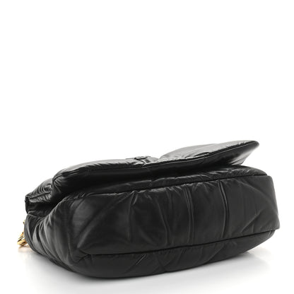 Prada Nappa Soft Padded Logo Embossed Triangle Quilted Shoulder Bag Black 4 of 8