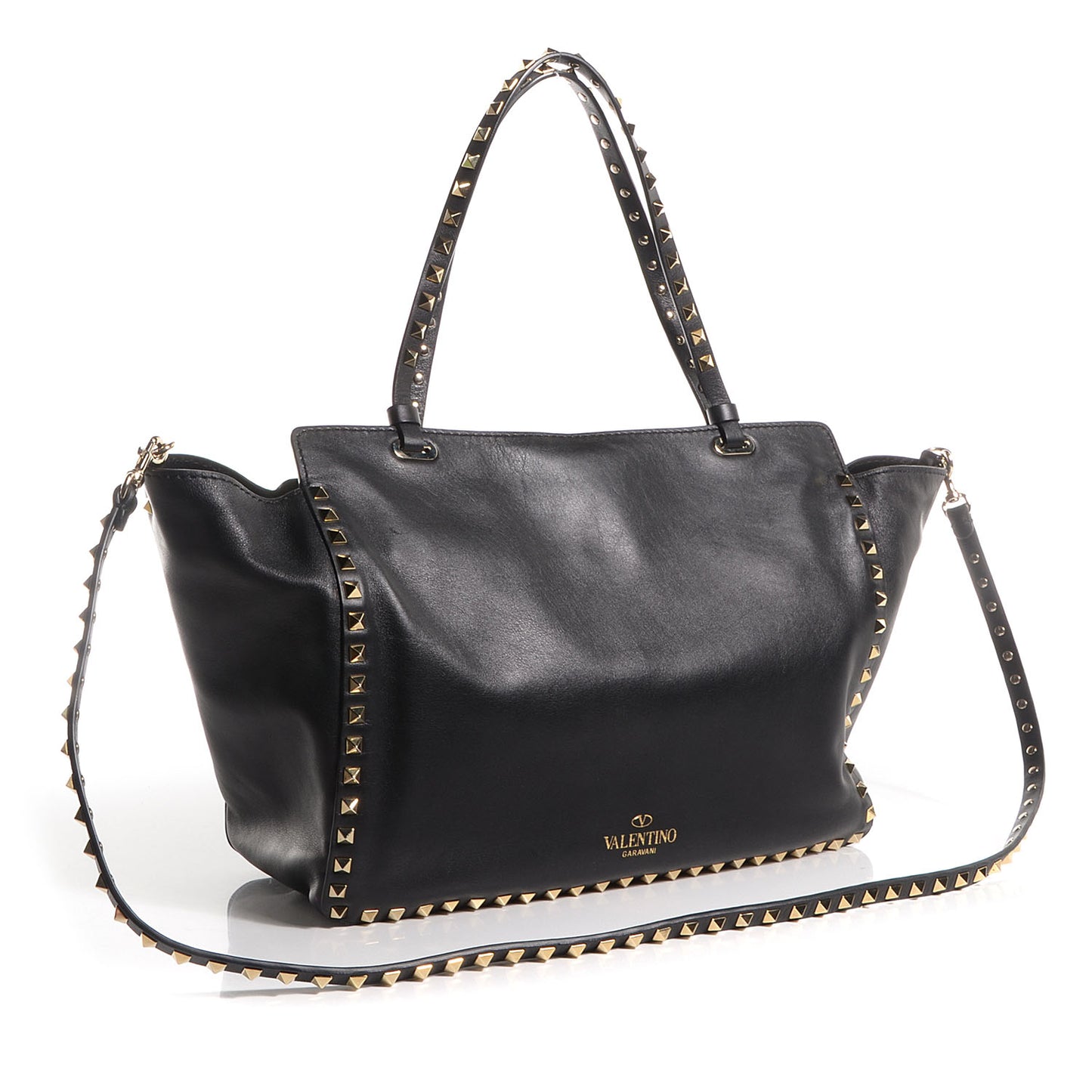 Vitello Medium Rockstud Tote Black