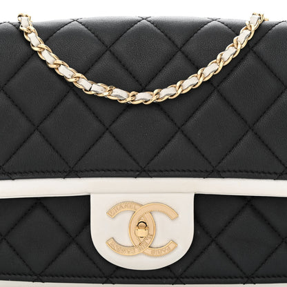 Chanel Calfskin Quilted Medium Graphic Flap Black White 8 of 13