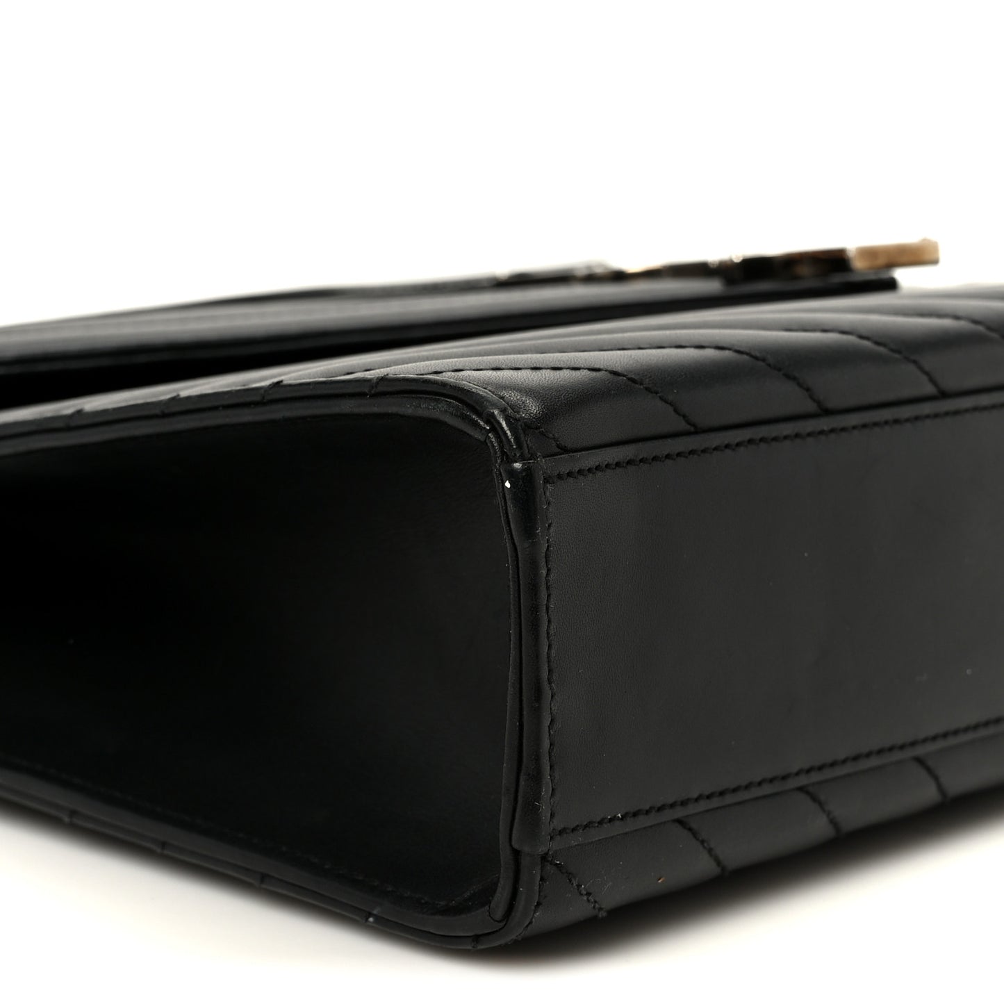 Smooth Calfskin Matelasse Chevron Large Monogram Satchel Black
