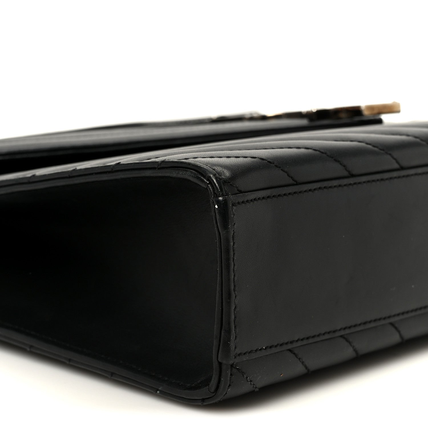 Saint Laurent Smooth Calfskin Matelasse Chevron Large Monogram Satchel Black 9 of 10