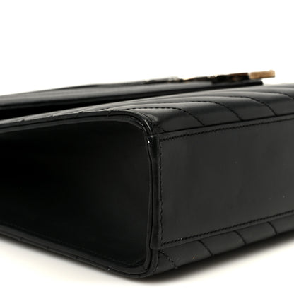 Saint Laurent Smooth Calfskin Matelasse Chevron Large Monogram Satchel Black 9 of 10