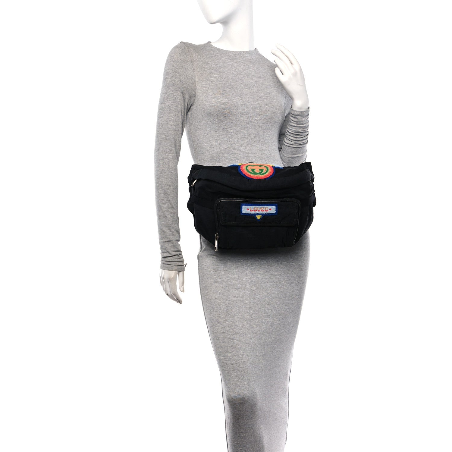 Gucci Nylon 80s Logo Patch Belt Bag Black 2 of 14