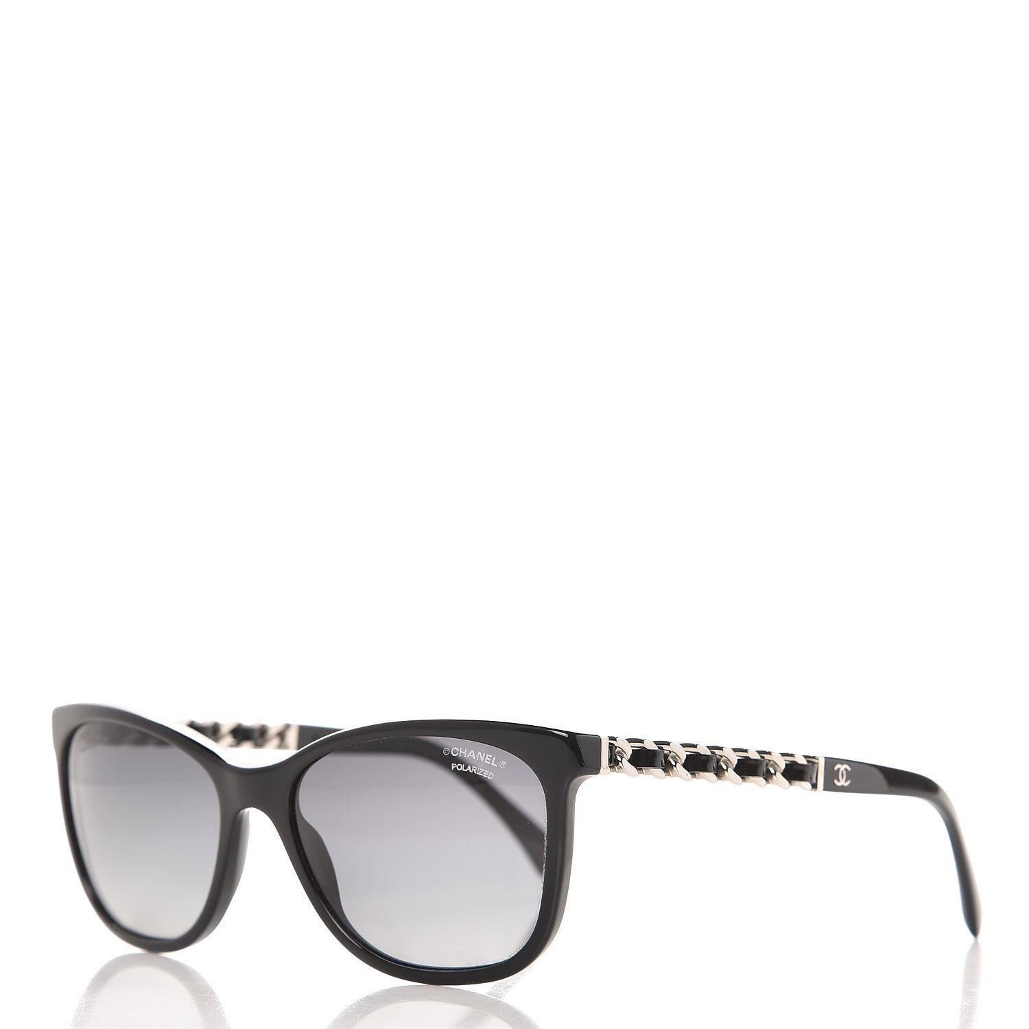 Chanel Cat Eye Chain Polarized Sunglasses 5260-Q Black 1 of 9