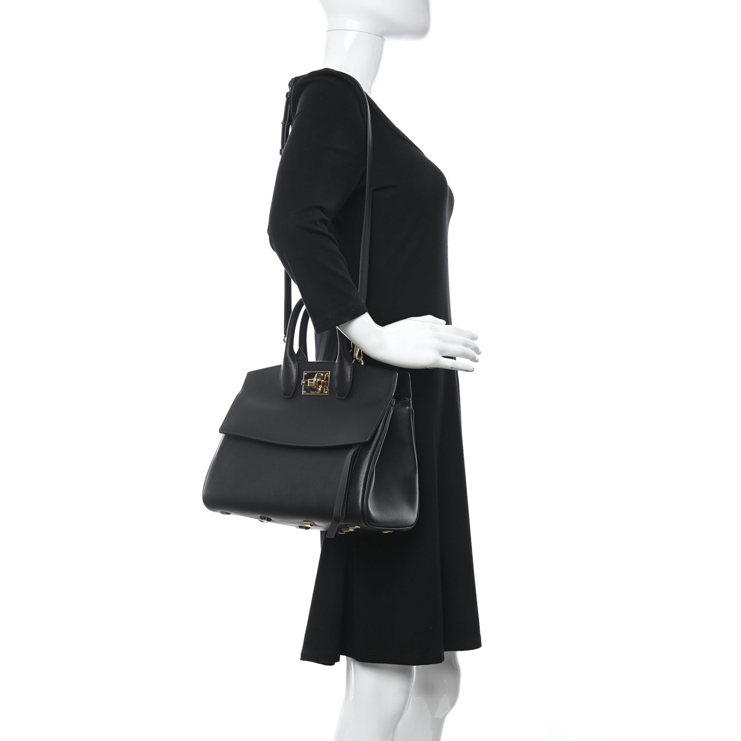 Calfskin Medium Studio Bag Black