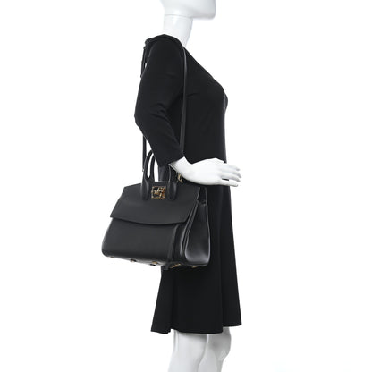 Salvatore Ferragamo Calfskin Medium Studio Bag Black 2 of 10