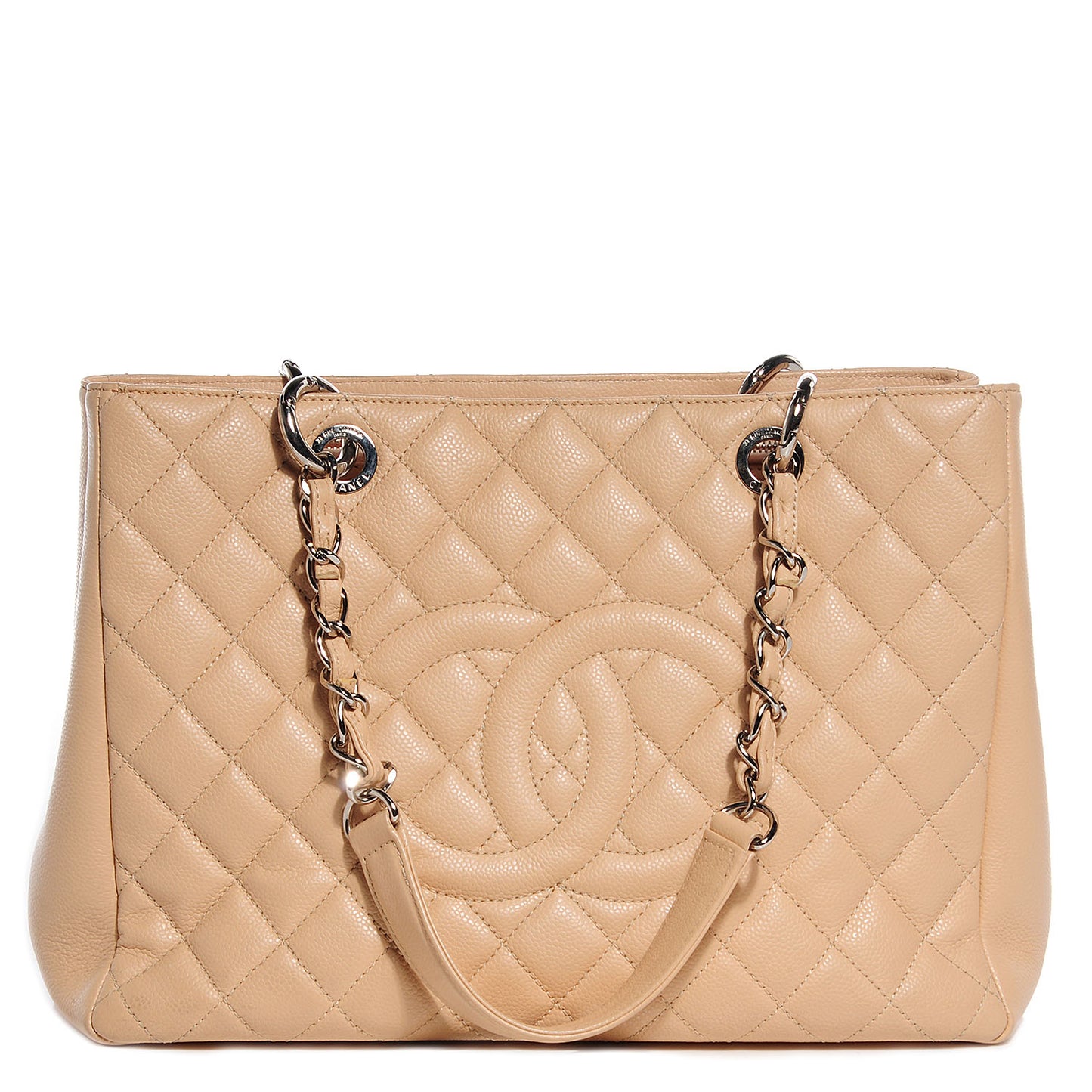 Caviar Quilted Grand Shopping Tote GST Beige Clair