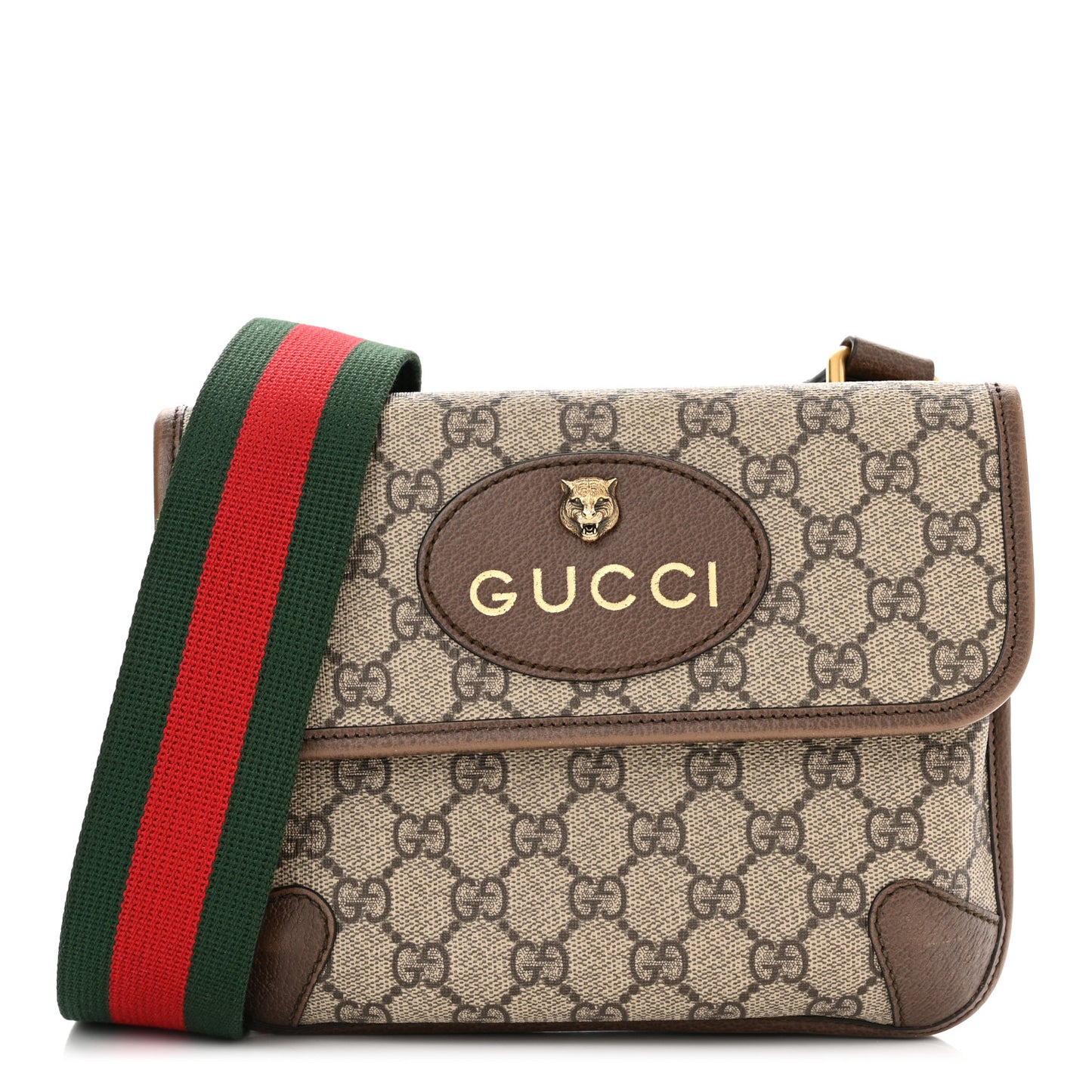 GG Supreme Monogram Web Small Neo Vintage Double Flap Messenger Bag Beige New Acero