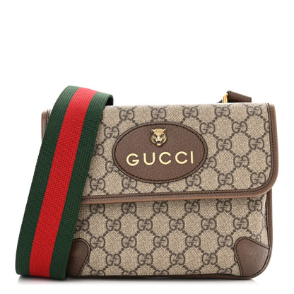 Gucci GG Supreme Monogram Web Small Neo Vintage Double Flap Messenger Bag Beige New Acero 1 of 10