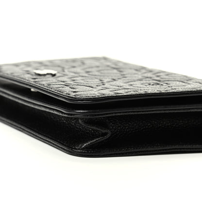 Chanel Caviar Camellia Embossed Wallet On Chain WOC Black 6 of 10