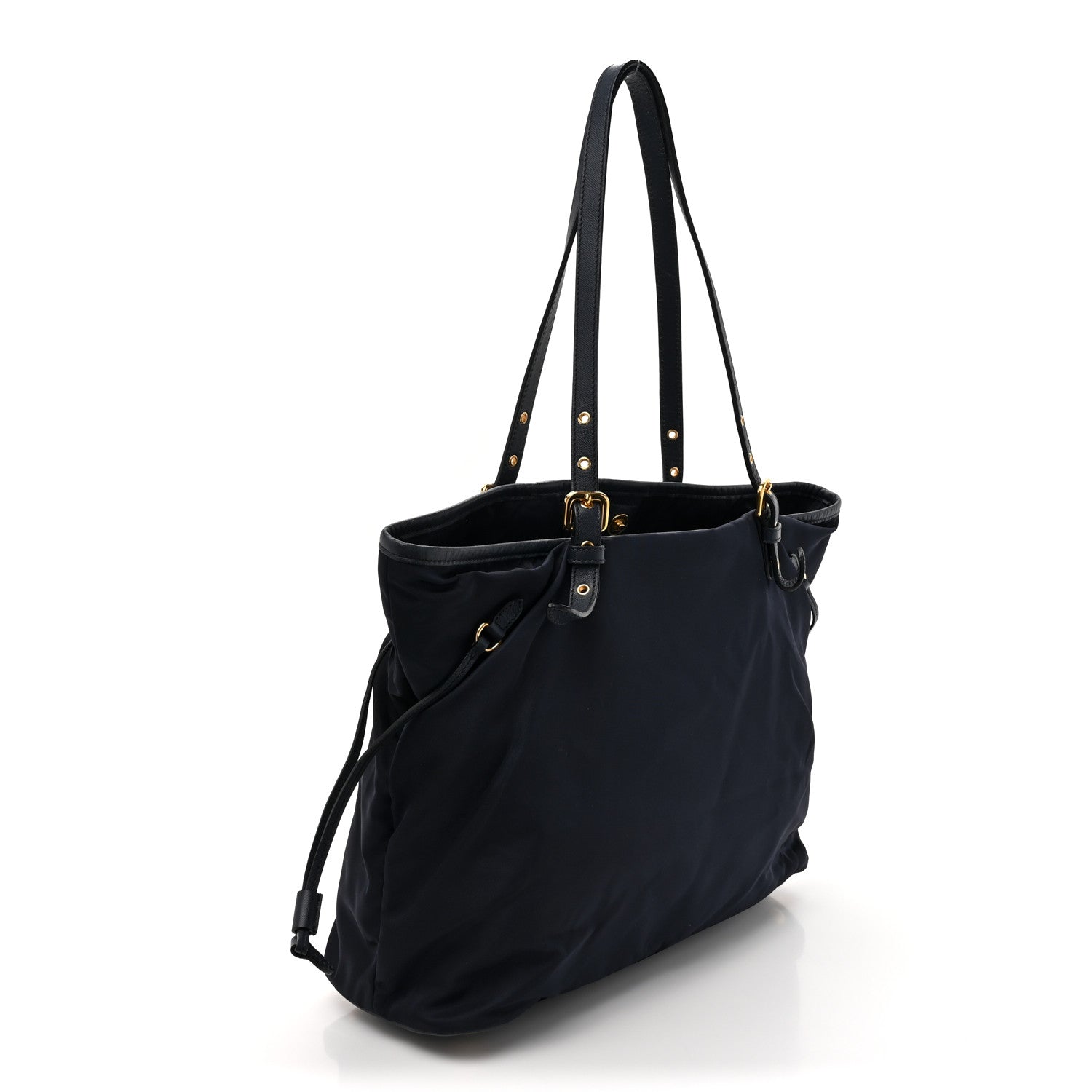 Prada Tessuto Nylon Saffiano Metal Shopping Tote Navy 3 of 17