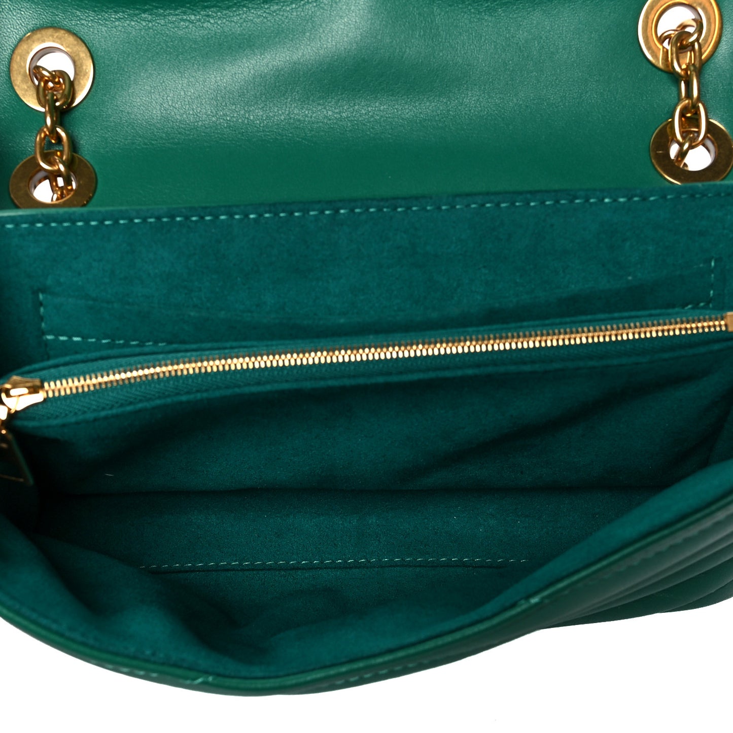 Calfskin New Wave Chain Bag MM NM Emerald