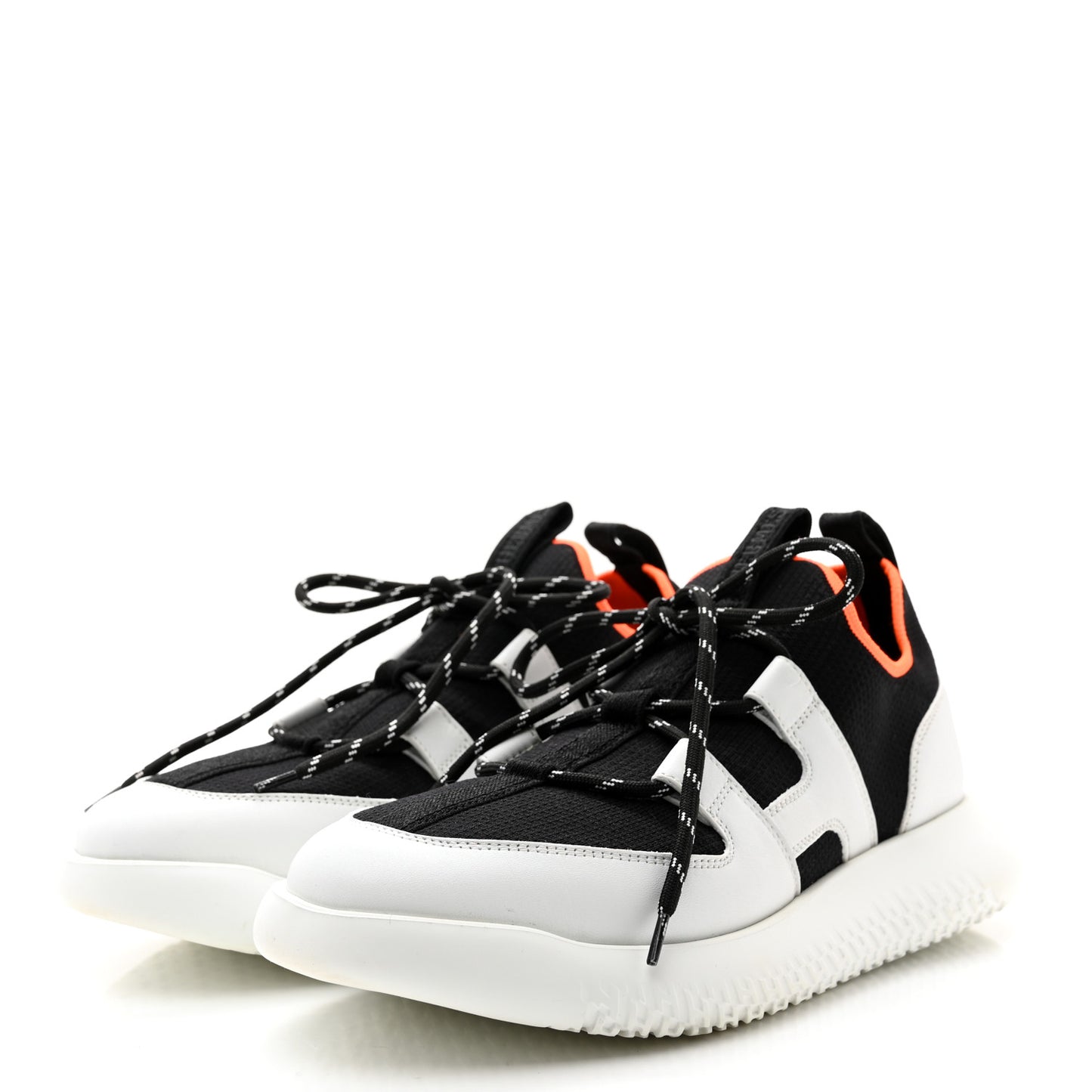 Technical Canvas Calfskin Womens Duel Sneakers 38 White Black