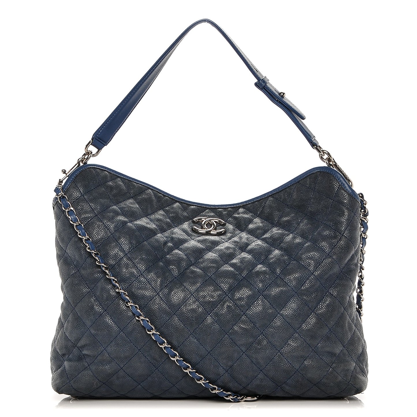Caviar Quilted French Riviera Hobo Blue