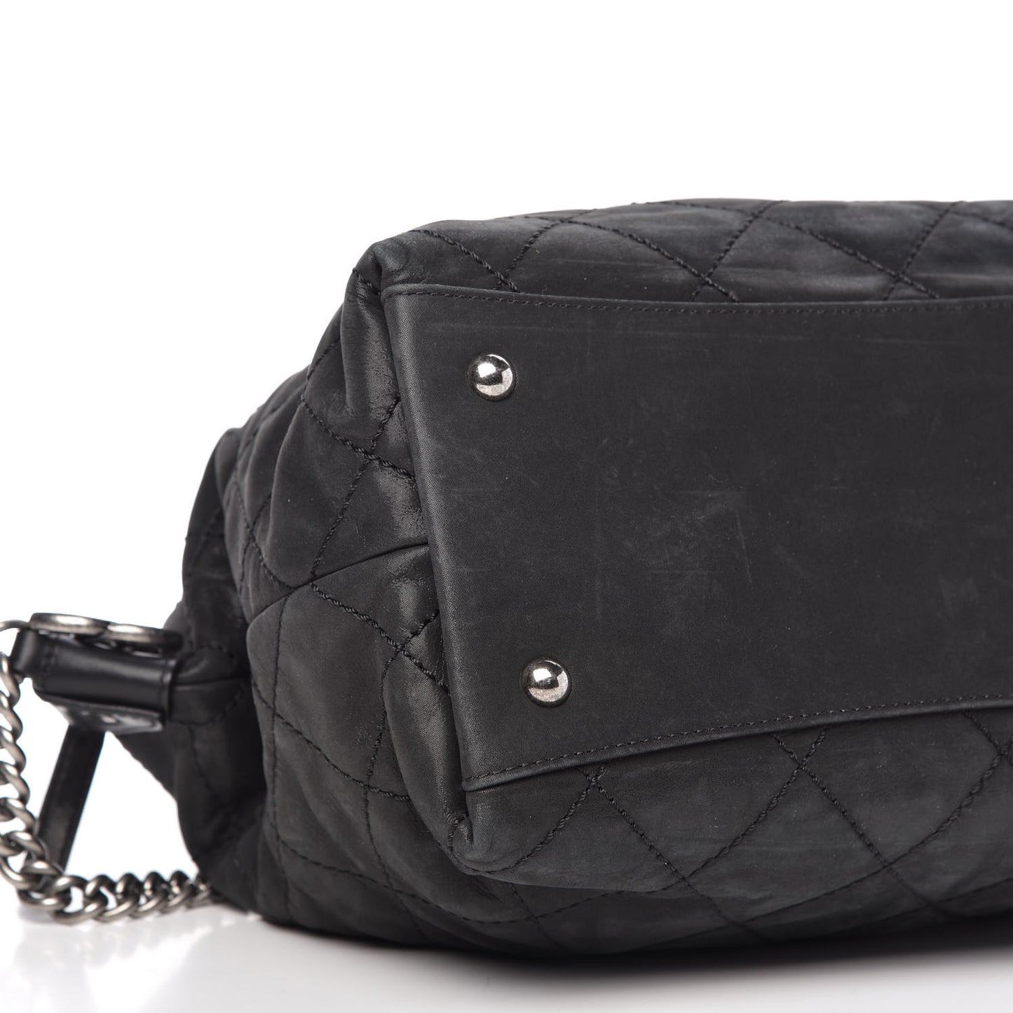 Iridescent Calfskin Quilted Coco Daily Shoulder Bag Black
