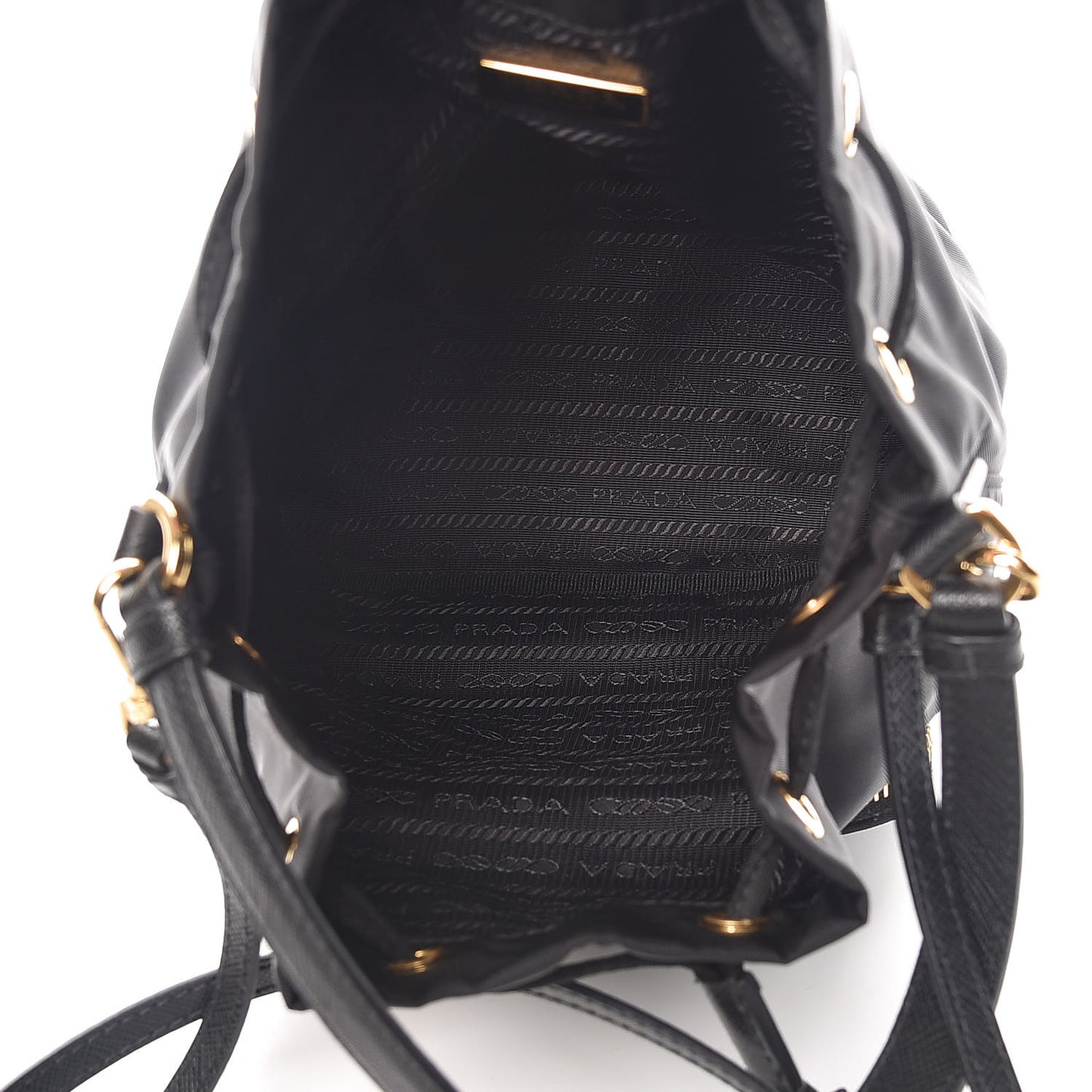 Saffiano Tessuto Nylon Mini Bucket Crossbody Bag Black