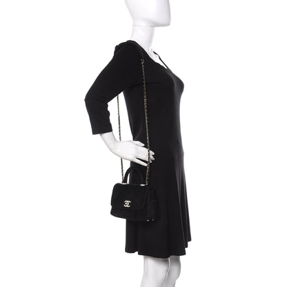 Chanel Velvet Crystal Quilted Extra Mini Coco Handle Flap Black 2 of 10