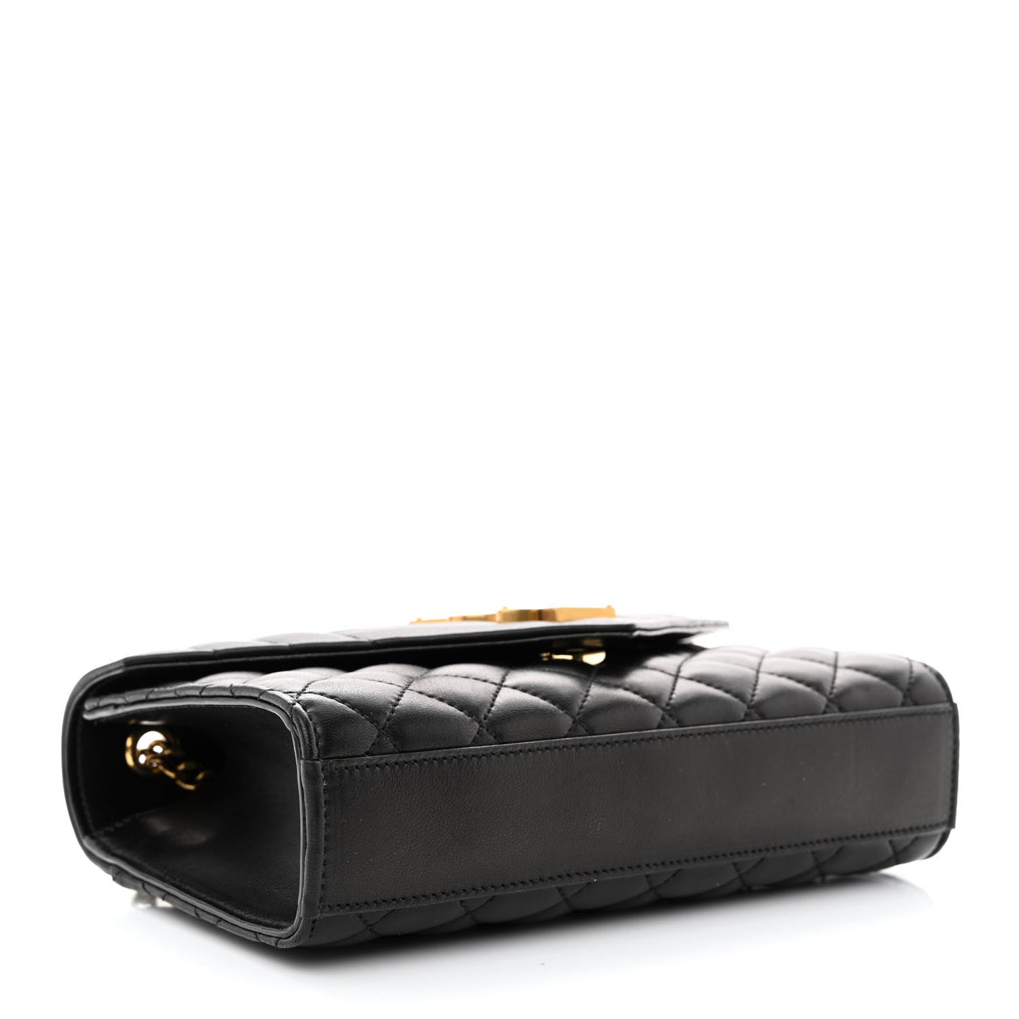 Lambskin Mixed Matelasse Triquilt Small Monogram Satchel Black