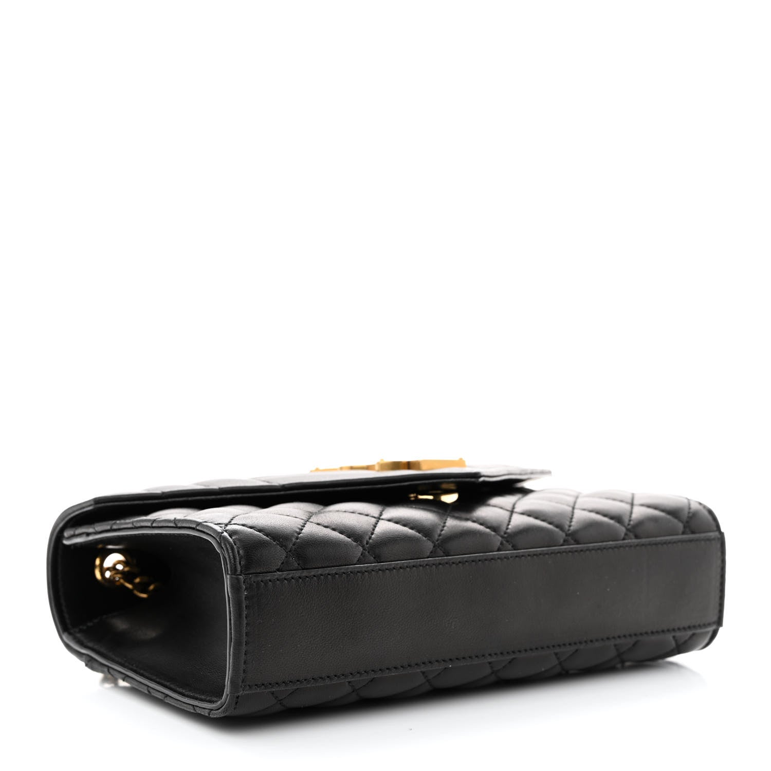Saint Laurent Lambskin Mixed Matelasse Triquilt Small Monogram Satchel Black 4 of 10