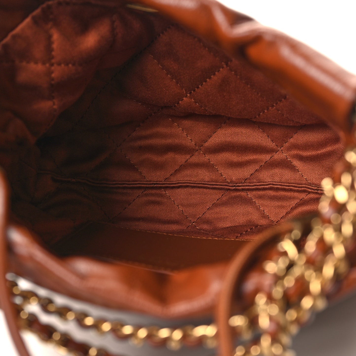 Shiny Calfskin Quilted Mini Chanel 22 Light Brown