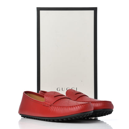 Gucci Guccissima Calfskin Mens Driver Loafers 9.5 Red 13 of 13