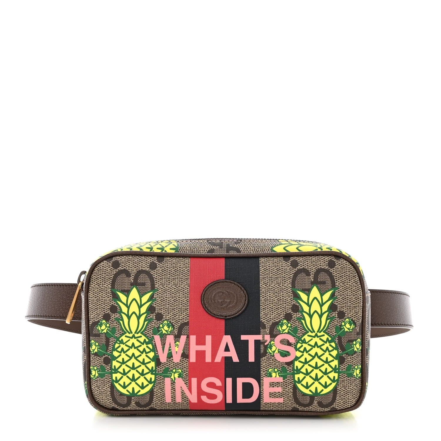 Gucci Maxi GG Supreme Monogram Pineapple Textured Dollar Calfskin Small Retro Interlocking G Belt Bag 100 40 Beige Ebony Green Pink New Acero 1 of 13