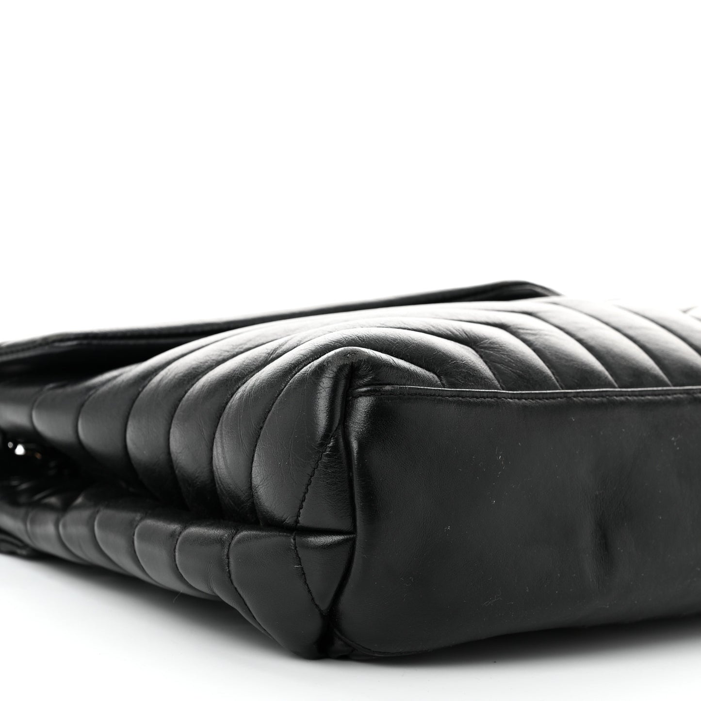 Calfskin Y Quilted Monogram Monochrome Medium Loulou Chain Satchel Black