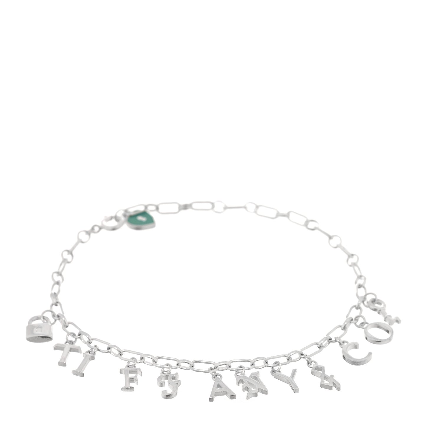 Sterling Silver Enamel Love Notes Logo Charm Bracelet Blue