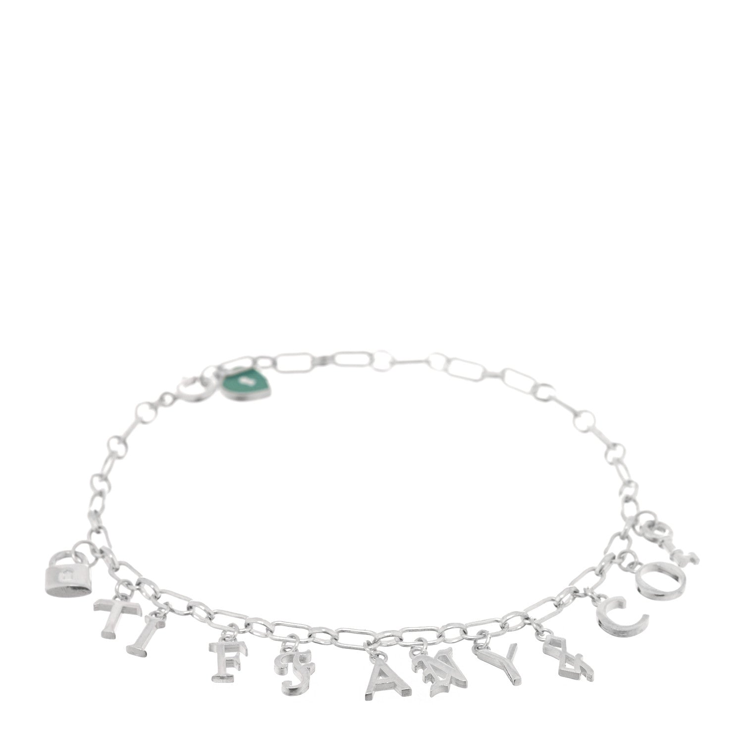 Tiffany Sterling Silver Enamel Love Notes Logo Charm Bracelet Blue 1 of 4