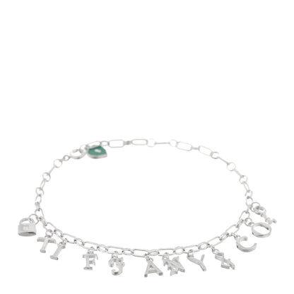 Tiffany Sterling Silver Enamel Love Notes Logo Charm Bracelet Blue 1 of 4