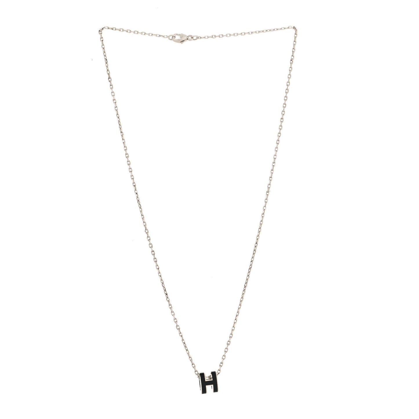 Lacquered Palladium Mini Pop H Pendant Necklace Black