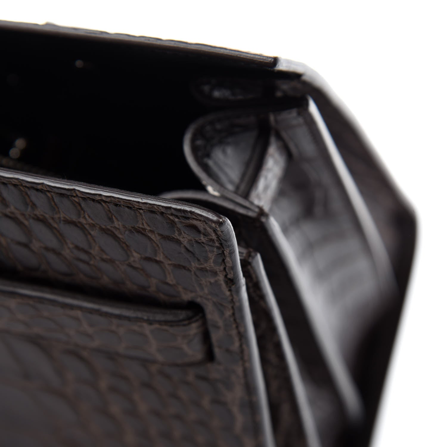 Saint Laurent Calfskin Crocodile Embossed Small Sac De Jour Brown 9 of 11