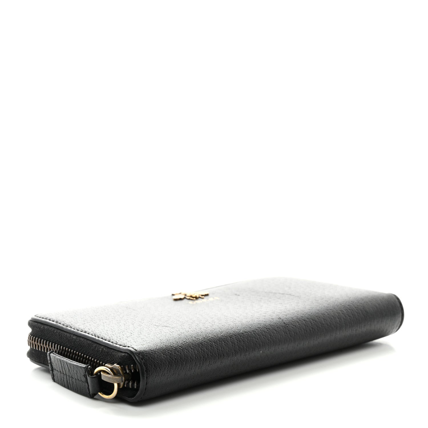 Gucci Pebbled Calfskin Animalier Zip Around Wallet Black 4 of 8